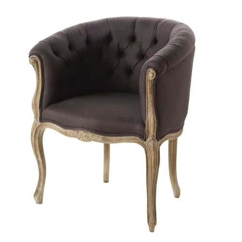 Fauteuil capitonné en lin coloris taupe grisé Maisons Du Monde Fauteuils Fauteuil Capitonné En Lin Coloris Taupe Grisé -Fauteuils Shop fauteuil capitonne en lin coloris taupe grise 1000 7 27 199451 1