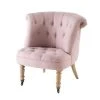Maisons Du Monde Fauteuils Fauteuil Capitonné En Lin Lavé Rose Poudré