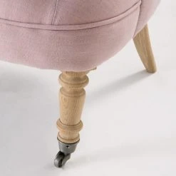 Maisons Du Monde Fauteuils Fauteuil Capitonné En Lin Lavé Rose Poudré -Fauteuils Shop fauteuil capitonne en lin lave rose poudre 1000 15 33 175472 3