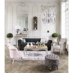 Maisons Du Monde Fauteuils Fauteuil Capitonné En Lin Lavé Rose Poudré -Fauteuils Shop fauteuil capitonne en lin lave rose poudre 1000 15 33 175472 5