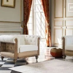 PIB Fauteuils Fauteuil Chesterfield En Lin Beige 4 PIB Fauteuils Fauteuil Chesterfield En Lin Beige -Fauteuils Shop fauteuil chesterfield en lin beige 4