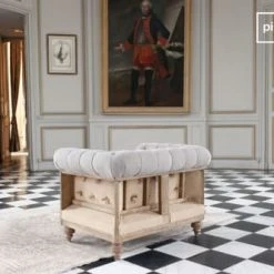 PIB Fauteuils Fauteuil Chesterfield En Lin Gris -Fauteuils Shop fauteuil chesterfield en lin gris 3