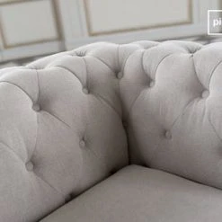 PIB Fauteuils Fauteuil Chesterfield En Lin Gris -Fauteuils Shop fauteuil chesterfield en lin gris 5