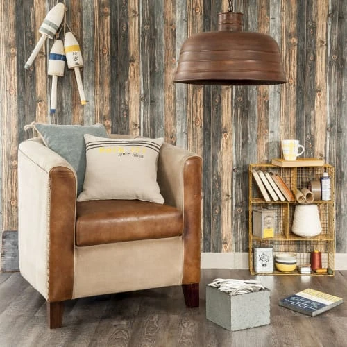 Fauteuil club en coton recyclé et cuir marron Maisons Du Monde Fauteuils Fauteuil Club En Coton Recyclé Et Cuir Marron -Fauteuils Shop fauteuil club en coton recycle et cuir marron 1000 15 7 129895 5