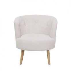 Beliani Fauteuils Fauteuil Club En Tissu Blanc Cassé -Fauteuils Shop fauteuil club en tissu blanc casse 2