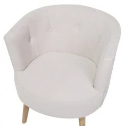Beliani Fauteuils Fauteuil Club En Tissu Blanc Cassé -Fauteuils Shop fauteuil club en tissu blanc casse 5