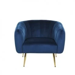Beliani Fauteuils Fauteuil Club En Velours Bleu -Fauteuils Shop fauteuil club en velours bleu 2
