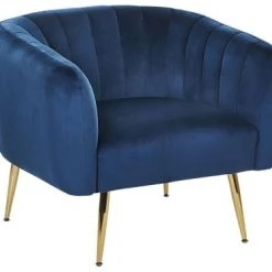 Beliani Fauteuils Fauteuil Club En Velours Bleu