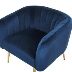 Beliani Fauteuils Fauteuil Club En Velours Bleu -Fauteuils Shop fauteuil club en velours bleu 4