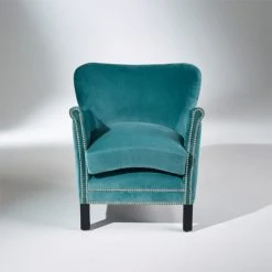 Robin Des Bois Fauteuils Fauteuil Club En Velours Clouté Bleu Arctique -Fauteuils Shop fauteuil club en velours cloute bleu arctique 3