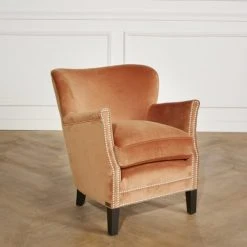Robin Des Bois Fauteuils Fauteuil Club En Velours Clouté Caramel -Fauteuils Shop fauteuil club en velours cloute caramel 2