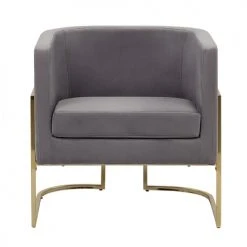 Beliani Fauteuils Fauteuil Club En Velours Gris -Fauteuils Shop fauteuil club en velours gris 3