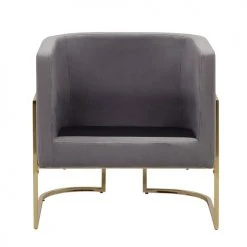 Beliani Fauteuils Fauteuil Club En Velours Gris -Fauteuils Shop fauteuil club en velours gris 4