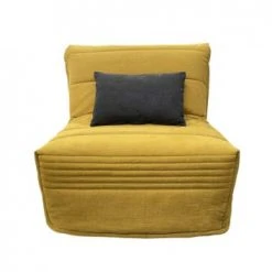 DIVA SALON Fauteuils Fauteuil Convertible 1 Place En Tissu Jaune Moutarde