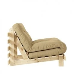 Karup Design Fauteuils Fauteuil Convertible 90x200cm En Bois Naturel Et Tissu Blé -Fauteuils Shop fauteuil convertible 90x200cm en bois naturel et tissu ble 2