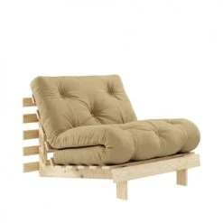 Karup Design Fauteuils Fauteuil Convertible 90x200cm En Bois Naturel Et Tissu Blé