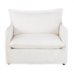 Maisons Du Monde Fauteuils Fauteuil Convertible En Lin Froissé Blanc