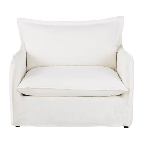Fauteuil convertible en lin froissé blanc Maisons Du Monde Fauteuils Fauteuil Convertible En Lin Froissé Blanc -Fauteuils Shop fauteuil convertible en lin froisse blanc 1000 10 3 201477 1