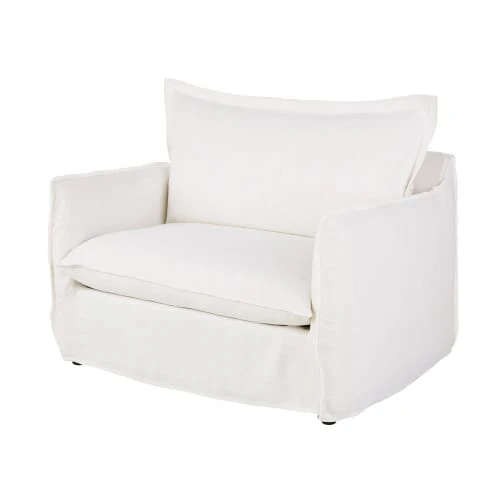 Fauteuil convertible en lin froissé blanc Maisons Du Monde Fauteuils Fauteuil Convertible En Lin Froissé Blanc -Fauteuils Shop fauteuil convertible en lin froisse blanc 1000 10 3 201477 3