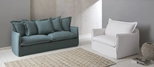 Fauteuil convertible en lin froissé blanc Maisons Du Monde Fauteuils Fauteuil Convertible En Lin Froissé Blanc -Fauteuils Shop fauteuil convertible en lin froisse blanc 1000 10 3 201477 5