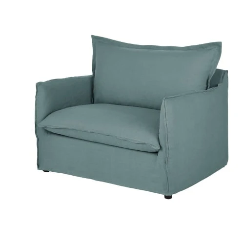 Fauteuil convertible en lin froissé bleu céladon Maisons Du Monde Fauteuils Fauteuil Convertible En Lin Froissé Bleu Céladon -Fauteuils Shop fauteuil convertible en lin froisse bleu celadon 1000 13 6 201480 3