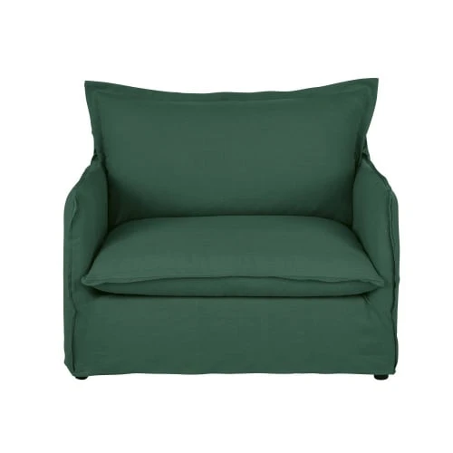 Fauteuil convertible en lin froissé vert Maisons Du Monde Fauteuils Fauteuil Convertible En Lin Froissé Vert -Fauteuils Shop fauteuil convertible en lin froisse vert 1000 11 35 221640 1