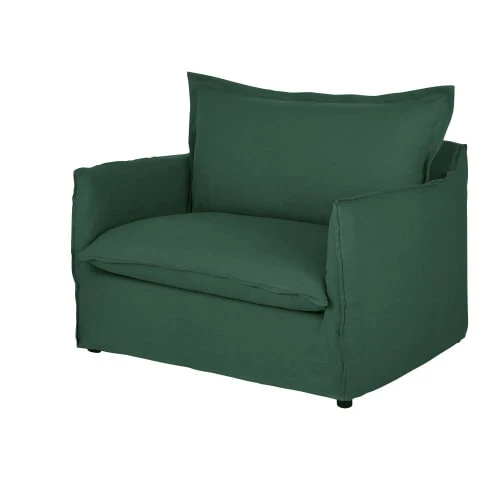 Fauteuil convertible en lin froissé vert Maisons Du Monde Fauteuils Fauteuil Convertible En Lin Froissé Vert -Fauteuils Shop fauteuil convertible en lin froisse vert 1000 11 35 221640 3
