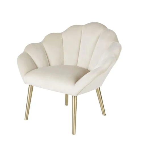Fauteuil coquillage en velours beige Maisons Du Monde Fauteuils Fauteuil Coquillage En Velours Beige -Fauteuils Shop fauteuil coquillage en velours beige 1000 1 38 219675 1