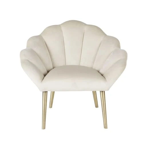 Fauteuil coquillage en velours beige Maisons Du Monde Fauteuils Fauteuil Coquillage En Velours Beige -Fauteuils Shop fauteuil coquillage en velours beige 1000 1 38 219675 2