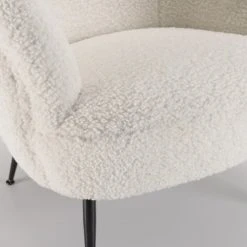MACABANE Fauteuils Fauteuil Cosy Tissu Bouclette Blanc Pieds Métal Noir -Fauteuils Shop fauteuil cosy tissu bouclette blanc pieds metal noir 4
