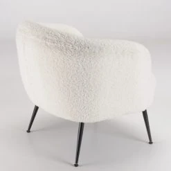 MACABANE Fauteuils Fauteuil Cosy Tissu Bouclette Blanc Pieds Métal Noir -Fauteuils Shop fauteuil cosy tissu bouclette blanc pieds metal noir 5