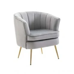 Baita Fauteuils Fauteuil Crapaud En Velours 1 Place Gris