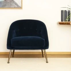 PIB Fauteuils Fauteuil Crapaud En Velours Bleu -Fauteuils Shop fauteuil crapaud en velours bleu 3