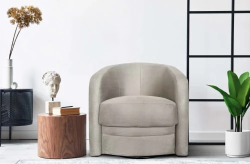 Fauteuil crapaud pivotant 1 place en tissu beige crème DIVA SALON Fauteuils Fauteuil Crapaud Pivotant 1 Place En Tissu Beige Crème -Fauteuils Shop fauteuil crapaud pivotant 1 place en tissu beige creme 1