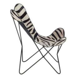 Meubles & Design Fauteuils Fauteuil Cuir Papillon Motifs Zébrés -Fauteuils Shop fauteuil cuir papillon motifs zebres 2
