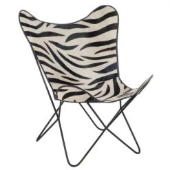 Meubles & Design Fauteuils Fauteuil Cuir Papillon Motifs Zébrés