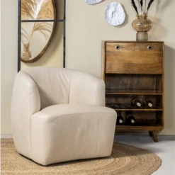 Meubles & Design Fauteuils Fauteuil Cuir Rond Design Blanc -Fauteuils Shop fauteuil cuir rond design blanc 5