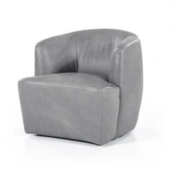 Meubles & Design Fauteuils Fauteuil Cuir Rond Design Gris