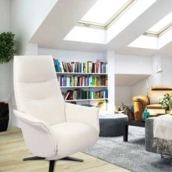 My New Design Fauteuils Fauteuil De Relaxation Manuel Design - Cuir Blanc -Fauteuils Shop fauteuil de relaxation manuel design cuir blanc 3