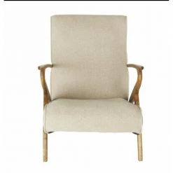 Signature Fauteuils Fauteuil De Salon En Chêne Et Assise En Lin Beige - L66 Cm