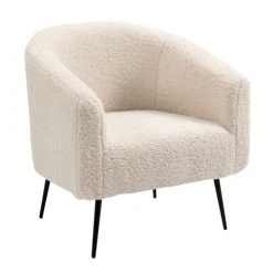 Nordlys Fauteuils Fauteuil De Salon En Métal Et Bouclettes Blanches