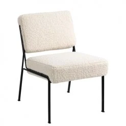 Nordlys Fauteuils Fauteuil De Salon En Métal Et Bouclettes Blanches