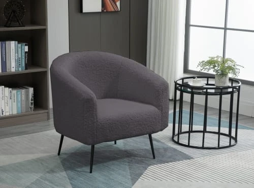 Fauteuil de salon en métal et bouclettes grises Nordlys Fauteuils Fauteuil De Salon En Métal Et Bouclettes Grises -Fauteuils Shop fauteuil de salon en metal et bouclettes grises 1