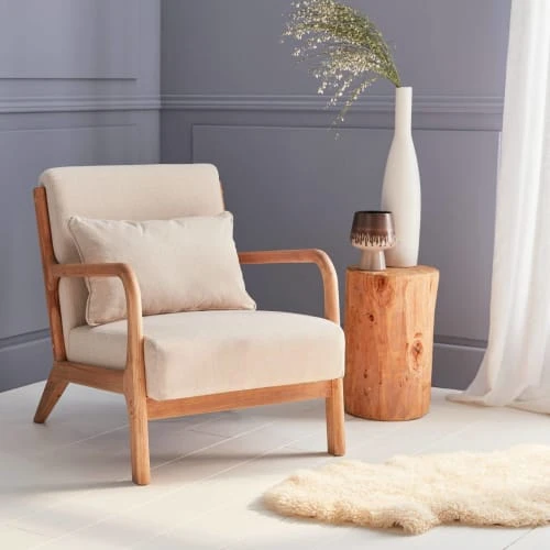 Fauteuil design beige en bois et tissu Alice's Garden Fauteuils Fauteuil Design Beige En Bois Et Tissu -Fauteuils Shop fauteuil design beige en bois et tissu 1