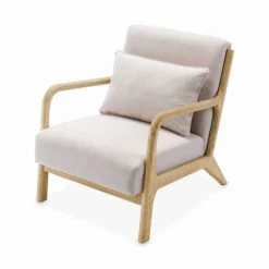 Alice's Garden Fauteuils Fauteuil Design Beige En Bois Et Tissu
