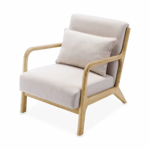 Fauteuil design beige en bois et tissu Alice's Garden Fauteuils Fauteuil Design Beige En Bois Et Tissu -Fauteuils Shop fauteuil design beige en bois et tissu