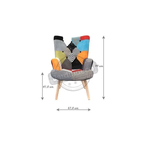 Fauteuil design coloré patchwork The Home Deco Factory Fauteuils Fauteuil Design Coloré Patchwork -Fauteuils Shop fauteuil design colore patchwork 2