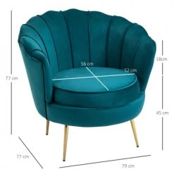 Homcom Fauteuils Fauteuil Design Coquillage Pieds Dorés Effilés Velours Bleu Canard 2 Homcom Fauteuils Fauteuil Design Coquillage Pieds Dorés Effilés Velours Bleu Canard -Fauteuils Shop fauteuil design coquillage pieds dores effiles velours bleu canard 2
