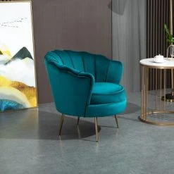 Homcom Fauteuils Fauteuil Design Coquillage Pieds Dorés Effilés Velours Bleu Canard 3 Homcom Fauteuils Fauteuil Design Coquillage Pieds Dorés Effilés Velours Bleu Canard -Fauteuils Shop fauteuil design coquillage pieds dores effiles velours bleu canard 3