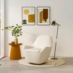 Drawer Fauteuils Fauteuil Design En Tissu Bouclette Beige -Fauteuils Shop fauteuil design en tissu bouclette beige 5